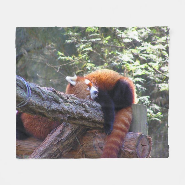Sleeping Red Panda Fleece Blanket (Front (Horizontal))