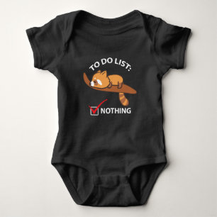 Sleeping Red Panda - Funny To Do List Nothing Baby Bodysuit