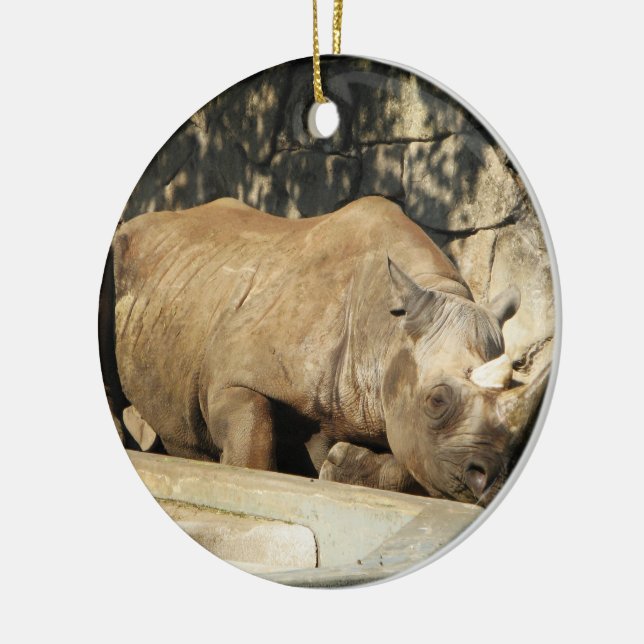 Sleeping Rhino Ceramic Tree Decoration (Left)