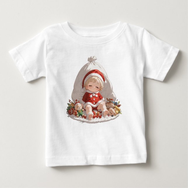 Sleeping Santa Christmas Fine Jersey Baby Tee (Front)