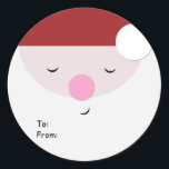 Sleeping Santa Christmas Tag, To:From: Classic Round Sticker<br><div class="desc">Add a little more sweetness to your wrapped gifts with this sleeping santa christmas sticker tag. Gift tag stickers make a great accessory to any christmas gift.</div>