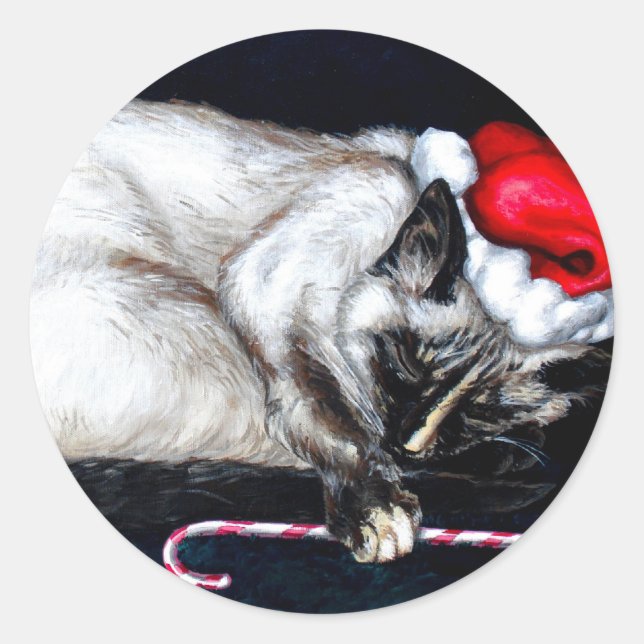 Sleeping Santa Claws Classic Round Sticker (Front)