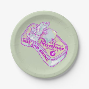 SLEEPING SARDINES rISE AND SHINE Paper Plate