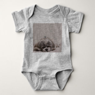 Sleeping Shih tzu Baby Bodysuit, Sleeping Dog Baby Bodysuit