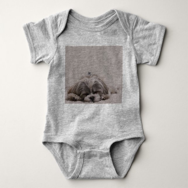 Sleeping Shih tzu Baby Bodysuit, Sleeping Dog Baby Bodysuit (Front)