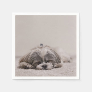 Sleeping Shih tzu Cocktail Napkins, Sleeping Dog Napkin