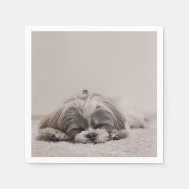 Sleeping Shih tzu Cocktail Napkins, Sleeping Dog Napkin (Front)