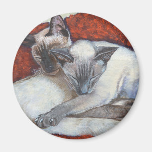 Sleeping Siamese Cat Art Magnet