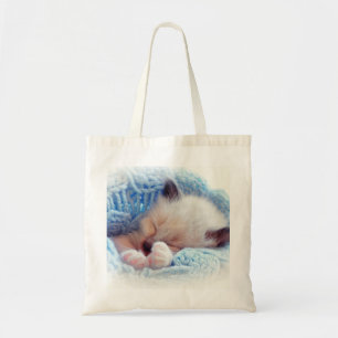 Sleeping Siamese Kitten Paws Tote Bag