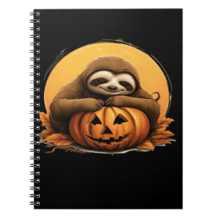 Sleeping Sloth and Halloween Pumpkin Classic T-Shi Notebook