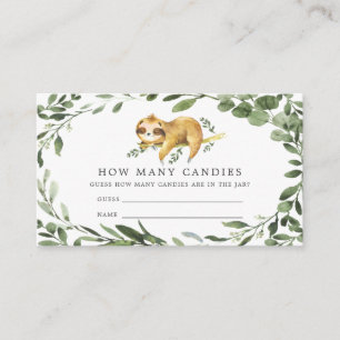 Sleeping Sloth Baby Shower Guess How Many Candies Enclosure Card