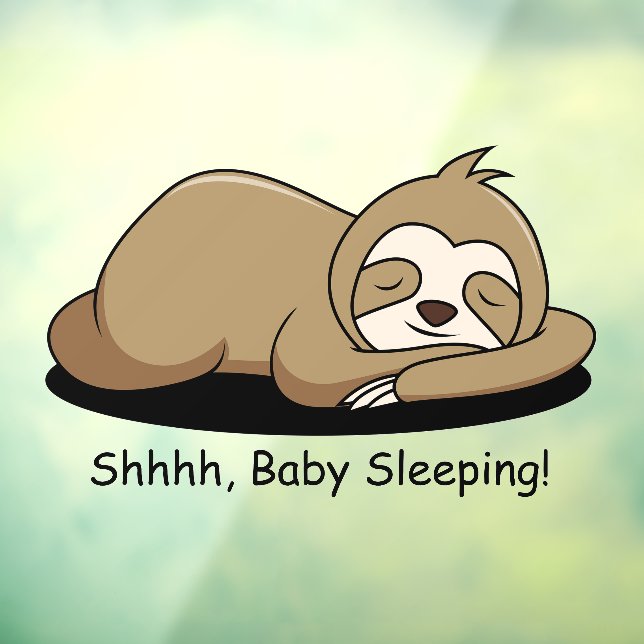 Sleeping Sloth Design Window Cling (Sheet 3)