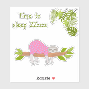 Sleeping Sloth in Pink Vinyl Sticker