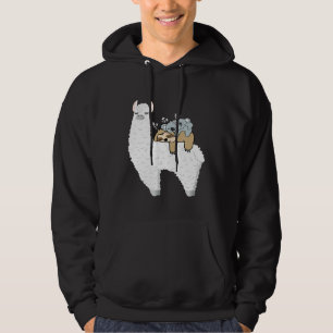 Sleeping Sloth Koala Mama Koala Baby Riding Llama Hoodie