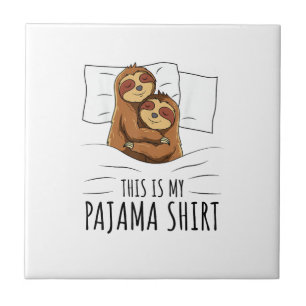 Sleeping Sloth Lover Pajama T-Shirt Tile