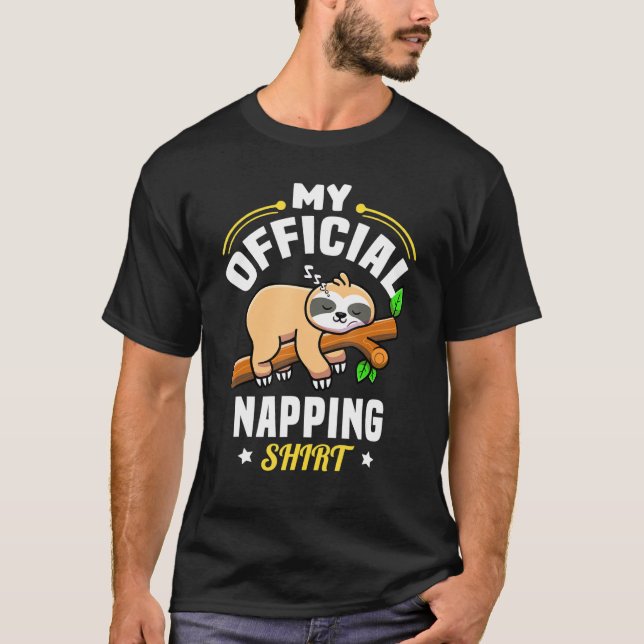 Sleeping Sloth Official Napping Pyjamas Sloth T-Shirt (Front)