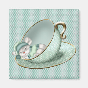 Sleeping Tea Cup Mouse Magnet