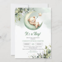Sleeping teddy bear over the moon gender neutral