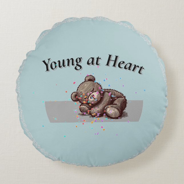Sleeping Teddy Bear Round Pillow (Front)