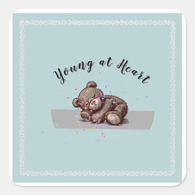 Sleeping Teddy Bear Square Sticker (Front)