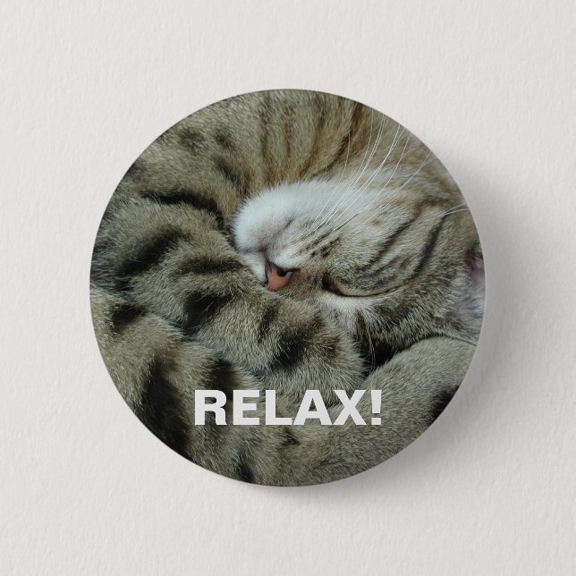 Sleeping Tiger-Cat 6 Cm Round Badge (Front)