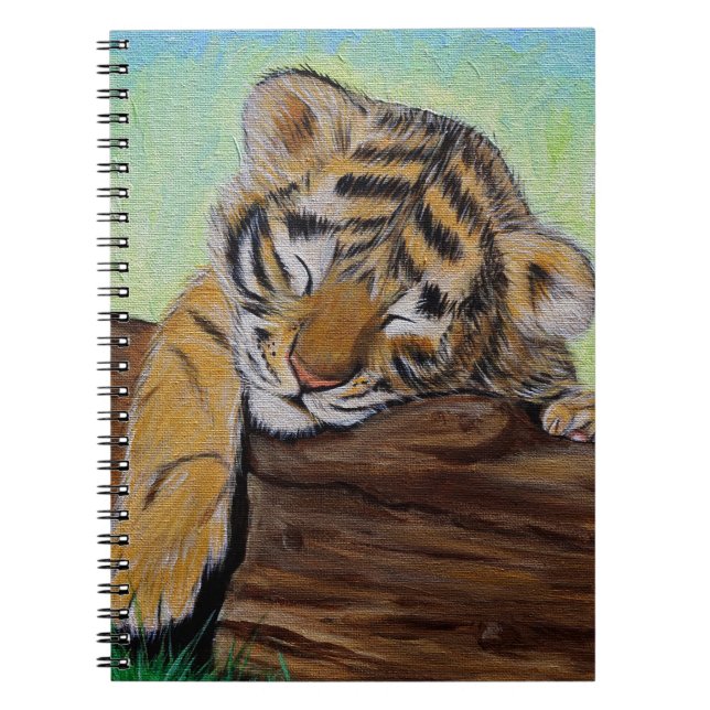 Sleeping Tiger Cub Painting Spiral Notebook (Front)