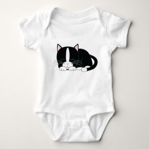 Sleeping Tuxedo Cat Baby Bodysuit