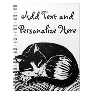 Sleeping Tuxedo Cat Custom Notebook