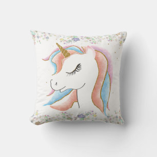 Sleeping Unicorn and Pastel Stars Cushion