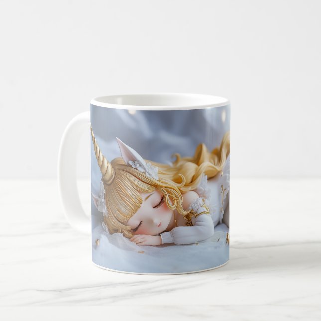 Sleeping Unicorn Girl Coffee Mug (Front Left)