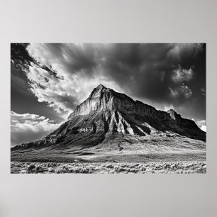 Sleeping Ute Mountain black and white photography Poster