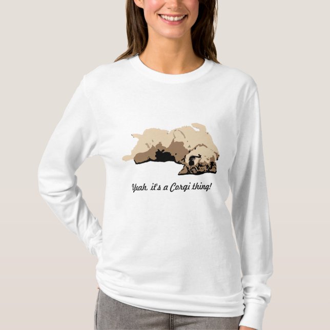 Sleeping Welsh Corgi T-Shirt (Front)