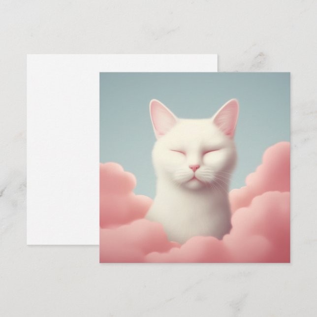 Sleeping White Cat In Clouds (Front/Back)