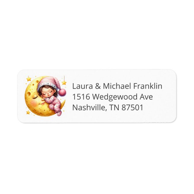 Sleeping With The Moon Baby Shower Return Address (Front)