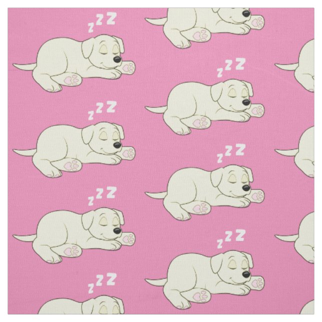 Sleeping Yellow Labrador Retriever Puppy Fabric (Swatch)