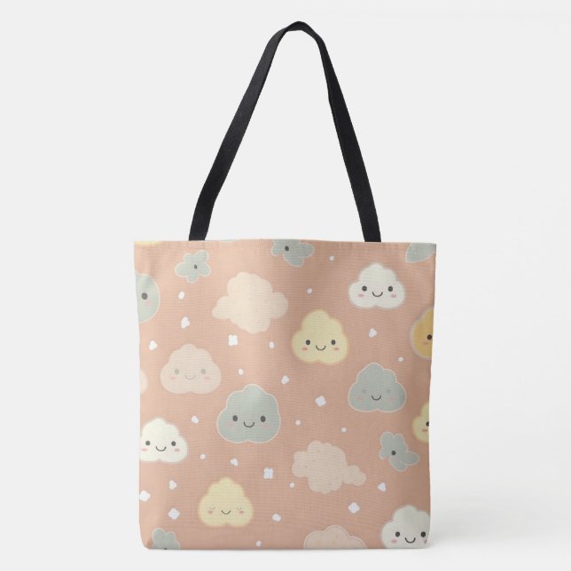 Sleepover Bag Clouds Pattern Slumber Party Tote (Front)