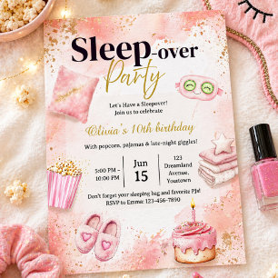 Sleepover Birthday Invitation • Pink Pajama Party 