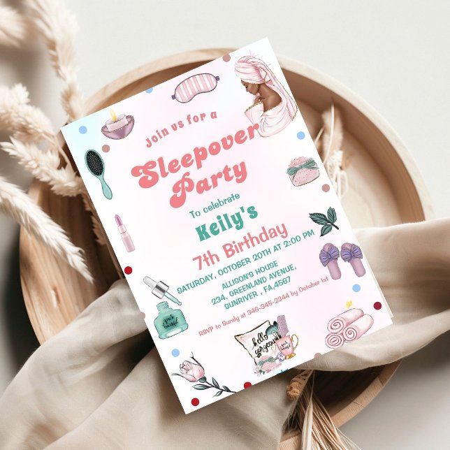  Sleepover Birthday Pamper Party Birthday Invitation (Creator Uploaded)