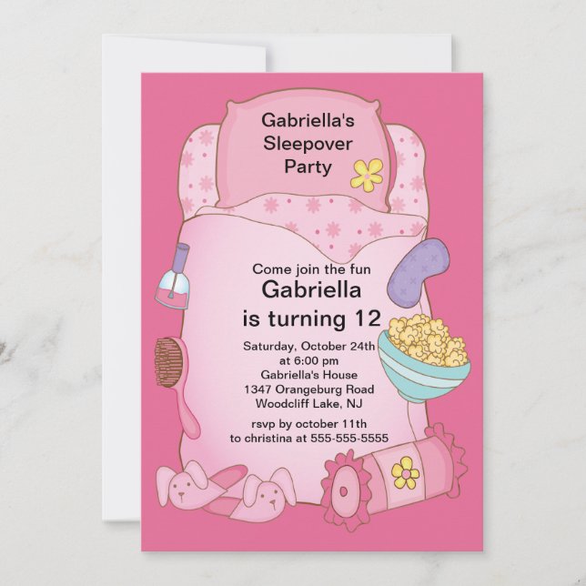 Sleepover Birthday Party Invitation (Front)