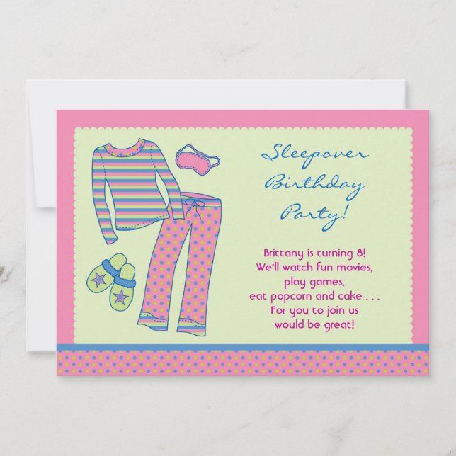 Sleepover Birthday Party Invitation (Front)