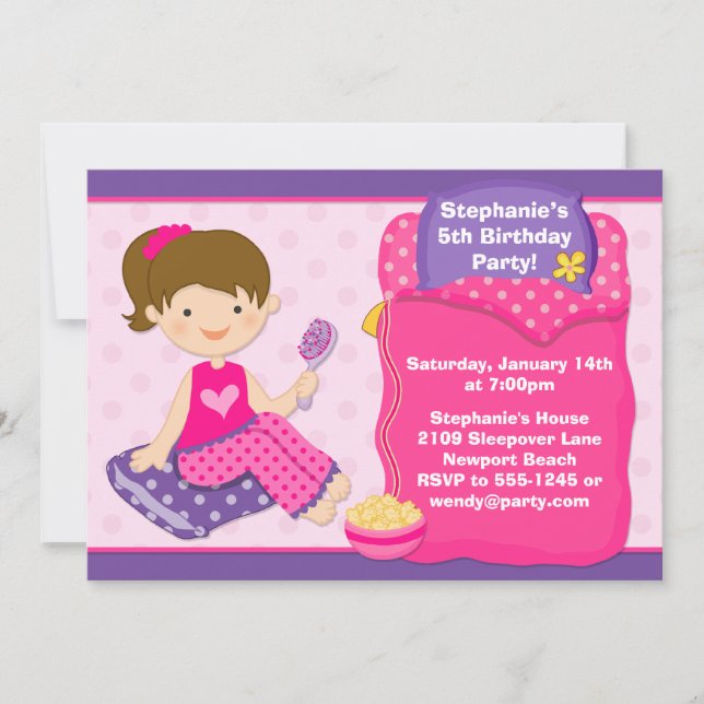 Sleepover Birthday Party Invite (Front)
