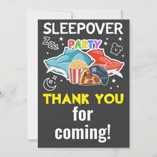 Sleepover Boy Thank You Card - SLEEPOVER BIRTHDAY (Front)