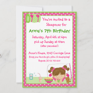 Sleepover Brunett Invitation