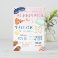 Sleepover Girl Slumber Party Birthday Invitation