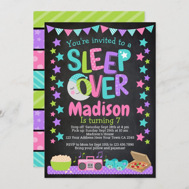 Sleepover Invitation (Front/Back)