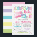 Sleepover Invitation, Slumber Party Birthday Invitation<br><div class="desc">♥️ This adorable Sleepover Invitation is great for a girl or teen's birthday party themed with slumber party accents. A matching design is included for the backside. ♥️ Make this design personally yours by easily adding your party details. Just click the "Personalise" button to begin editing. ♥️ Check out the...</div>