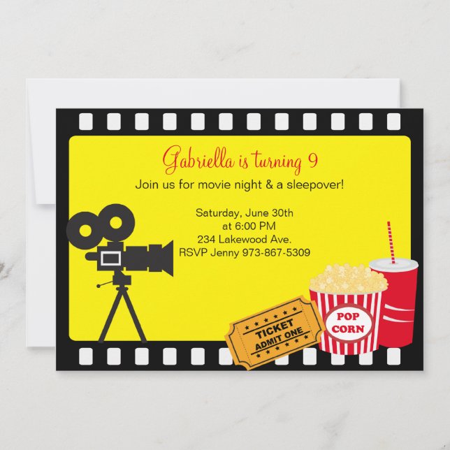 Sleepover / Movie Night Invitation (Front)