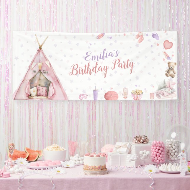 Sleepover Pajama Birthday Party Banner (Party)
