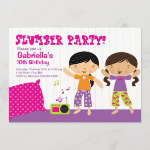 Sleepover Party Fun Birthday Invitation