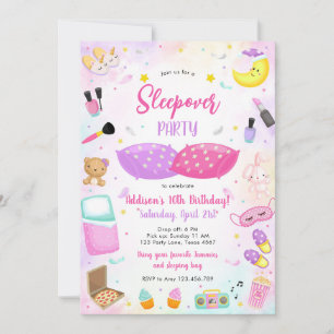 Sleepover Party Girl Spa Pink Birthday Invitation